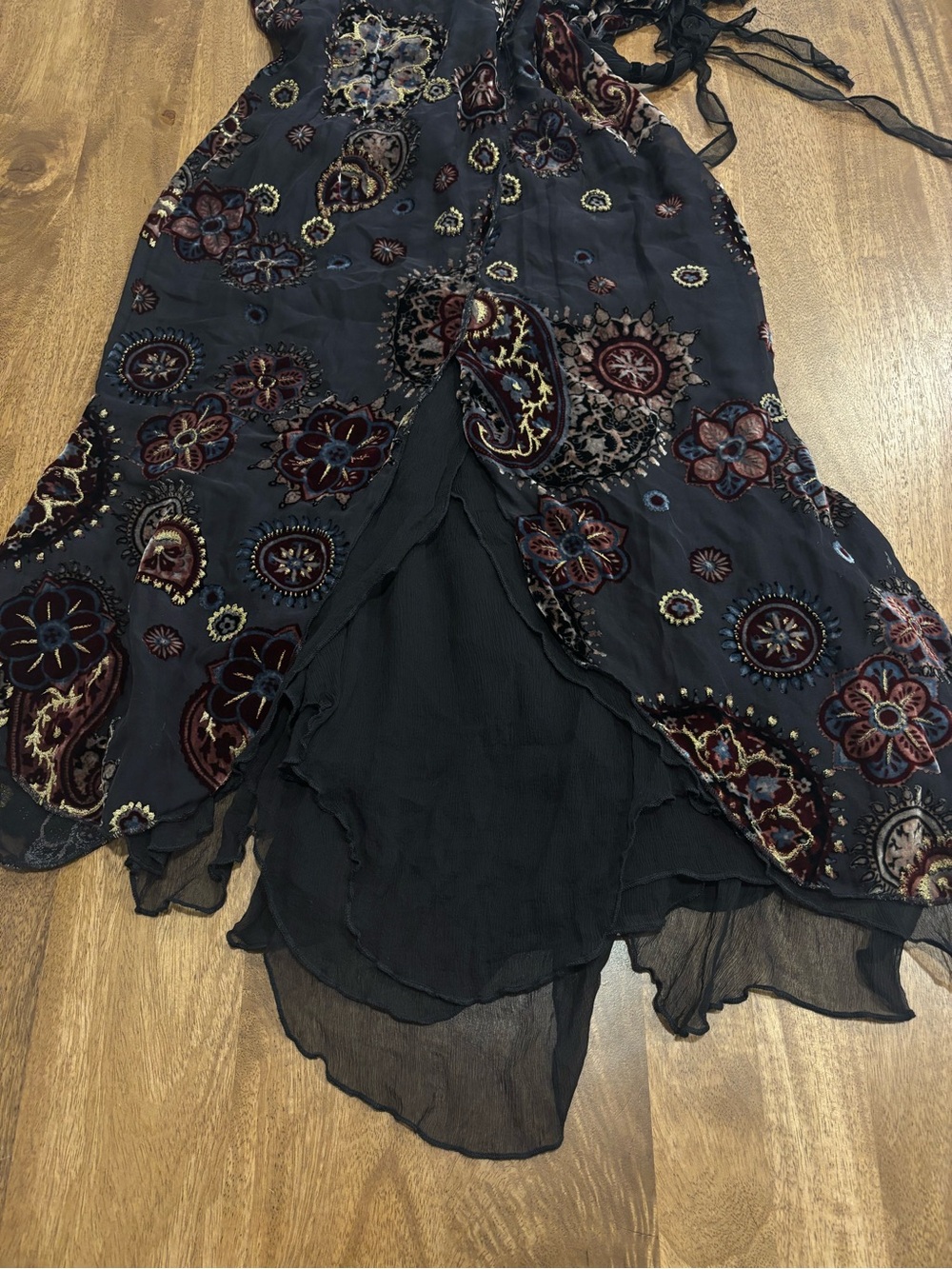 Embroidered Black Sheer Strap Dress - Picture 2 of 5